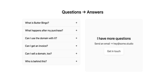 Butter Bingo FAQ Accordion Preview