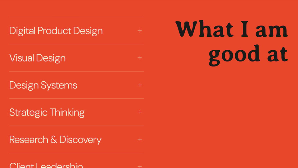 Services List section on Marina Rachello section design