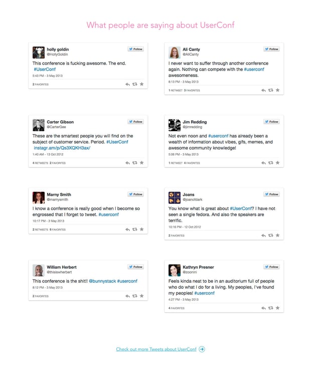 UserConf 2014 Testimonial Tweets Preview