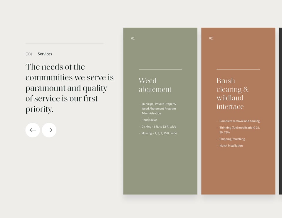 Services List section on E. Stewart & Associates section design