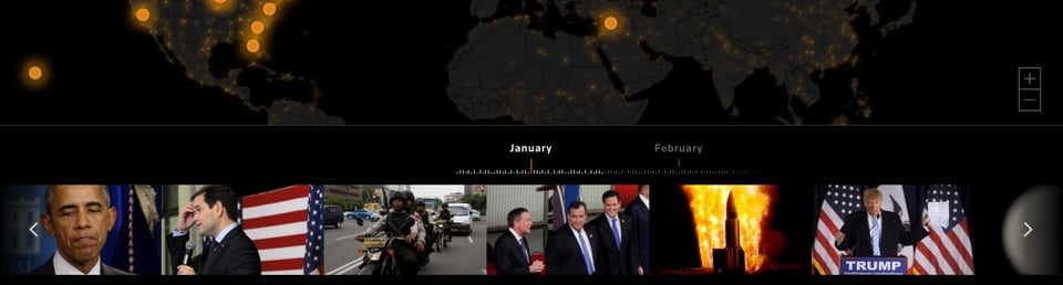 Timeline section on Reuters TV: 2016 Year in Review section design
