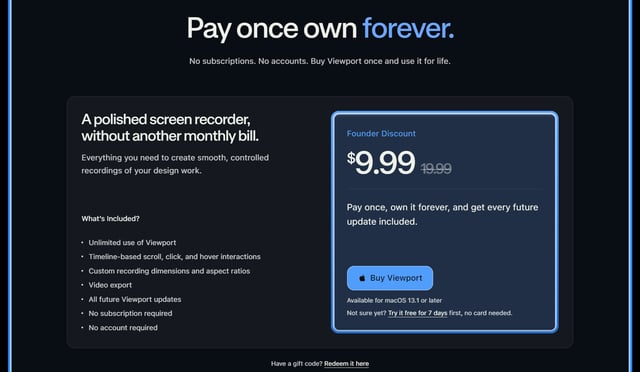 Pricing Table section
