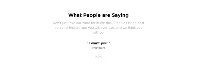 Pennies for iPhone Testimonial Slider Preview