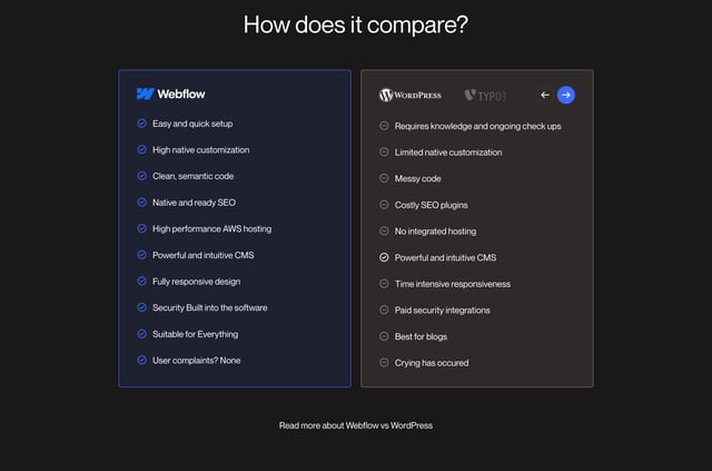 Saddle – Why Webflow Pricing Preview