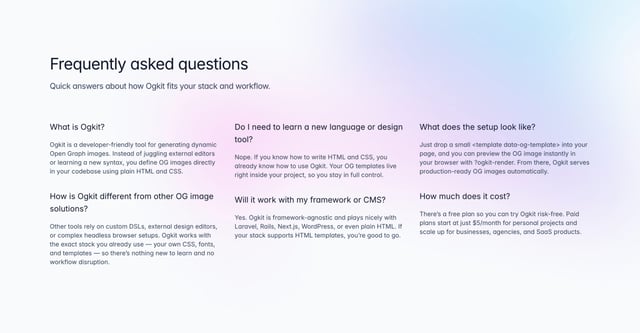 Ogkit FAQ Grid Preview