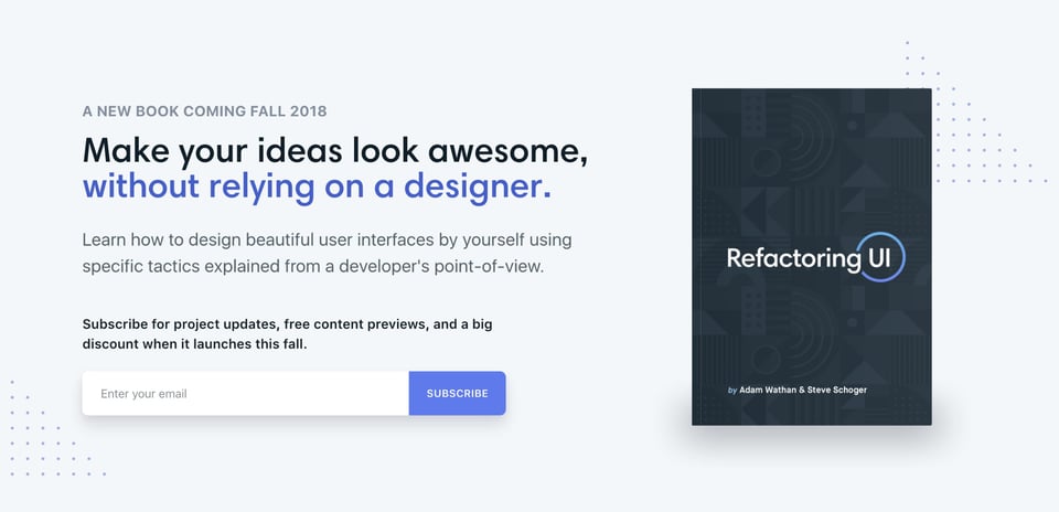 Newsletter section on Refactoring UI: The Book section design
