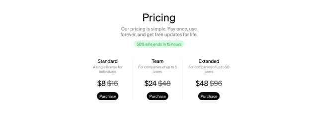 Vibrancy 01 Pricing Table Preview