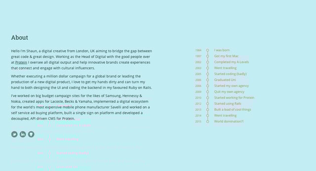 Shaun Weaver Timeline Section