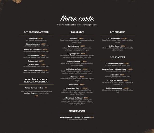 Cafe Du Centre Food & Drinks Menu Preview