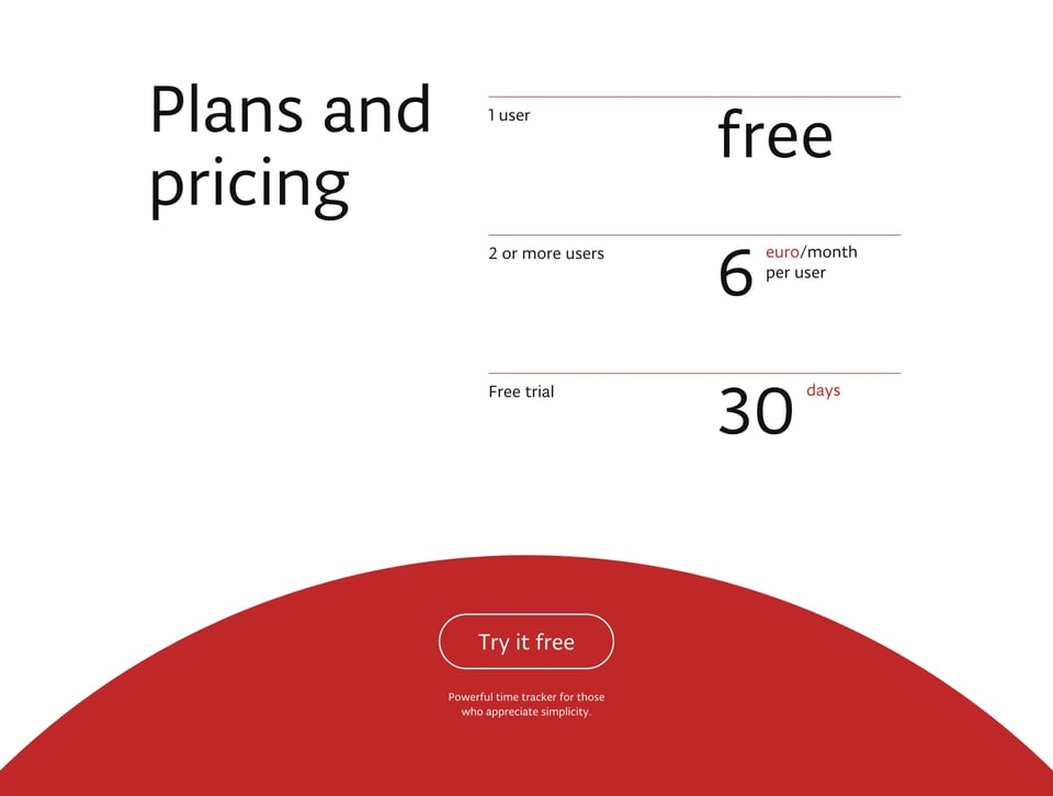 Pricing Table section on Pulse.red section design