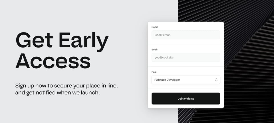 Waitlist or Beta Sign Up section on Logical section design