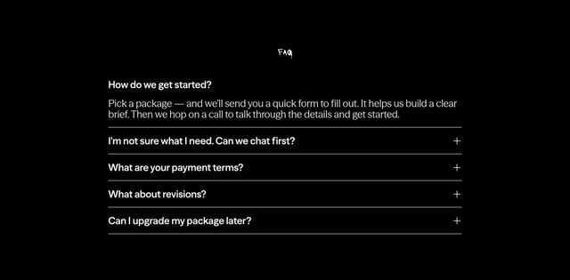 Poch Studio FAQ Accordion Section