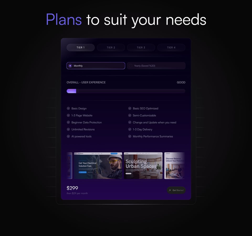 Pricing Table section on WebBuilders section design
