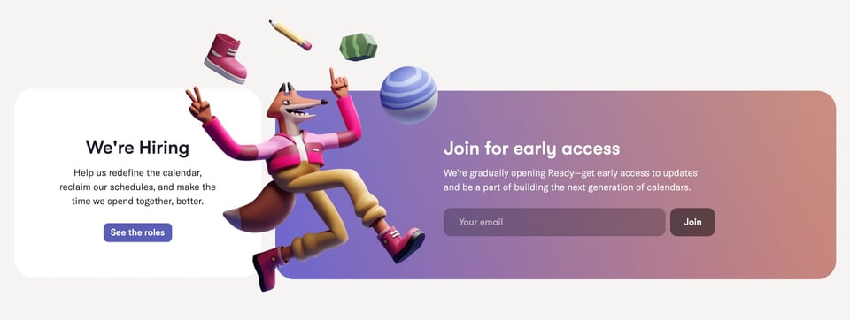 Waitlist or Beta Sign Up section on Ready section design