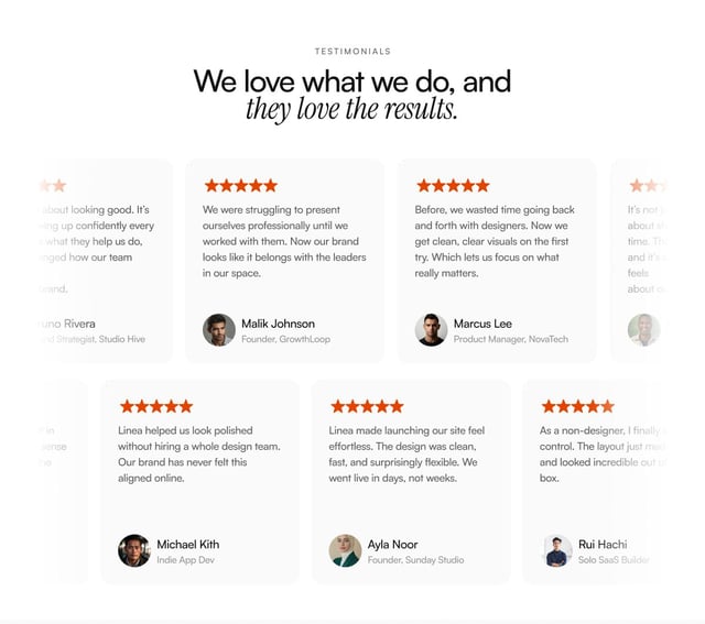LineaDS Testimonials Grid Preview