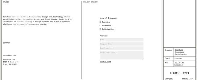 Bondfire Inc. Contact Form Preview