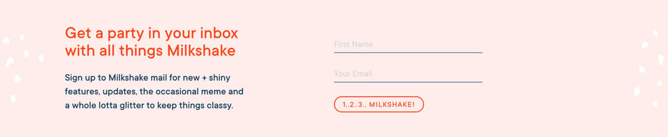 Newsletter section on Milkshake section design