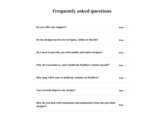 Barva FAQ Accordion Preview