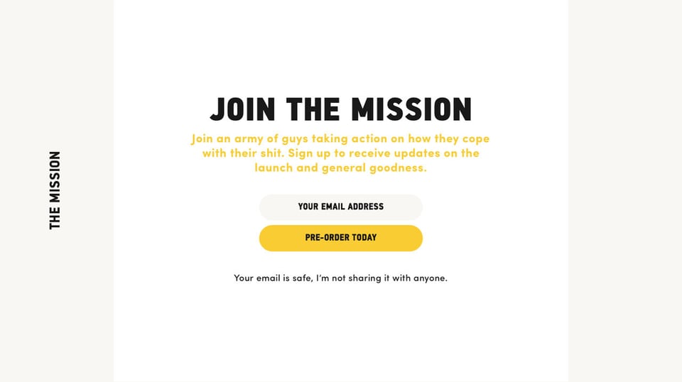 Waitlist or Beta Sign Up section on Mind Journal section design