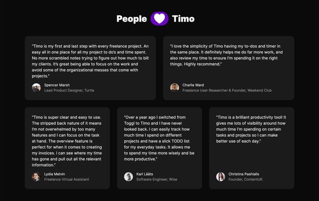Timo Testimonials Preview