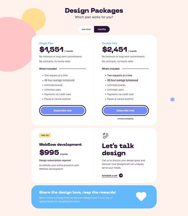 DesignCraft.me Pricing Table Preview