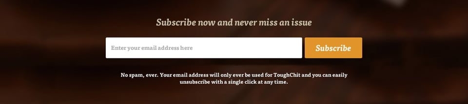 Newsletter section on ToughChit section design
