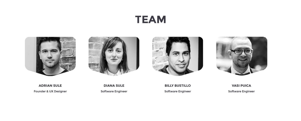 Team section on TeekTak section design