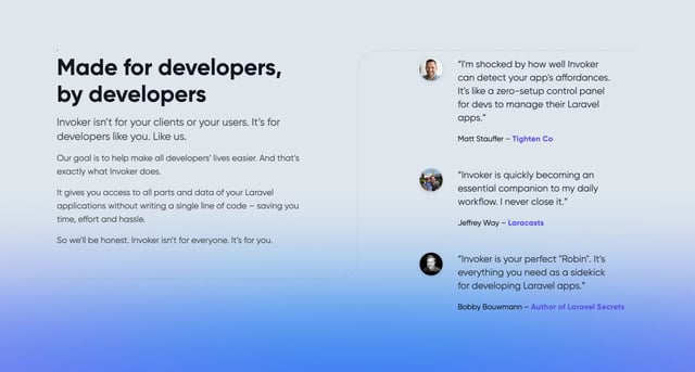 Invoker Testimonials Preview