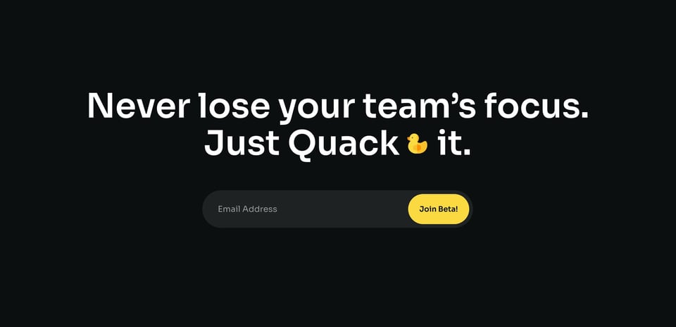 Waitlist or Beta Sign Up section on Quack section design