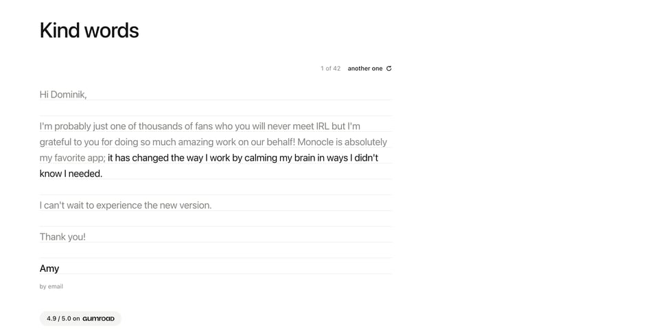 Testimonial Slider section on Monocle section design