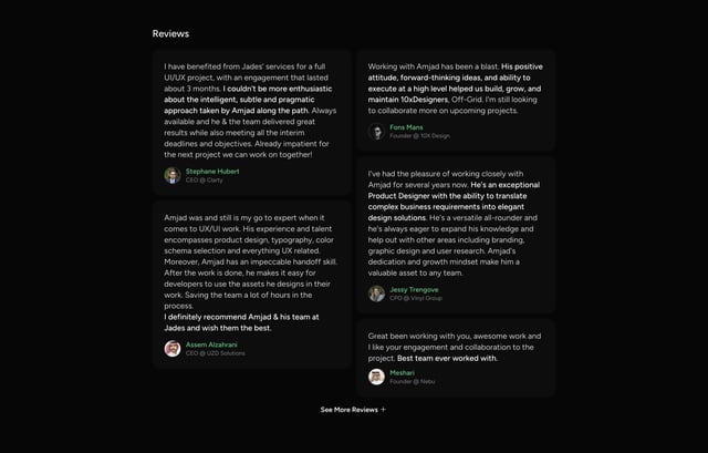 Jades Agency Testimonials Preview