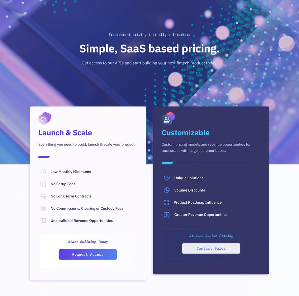 Pricing Table section on Embed section design