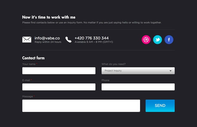 Vabe Contact Form Preview