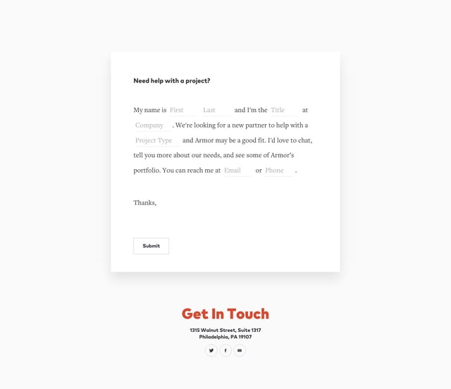 Armor Contact Form Preview