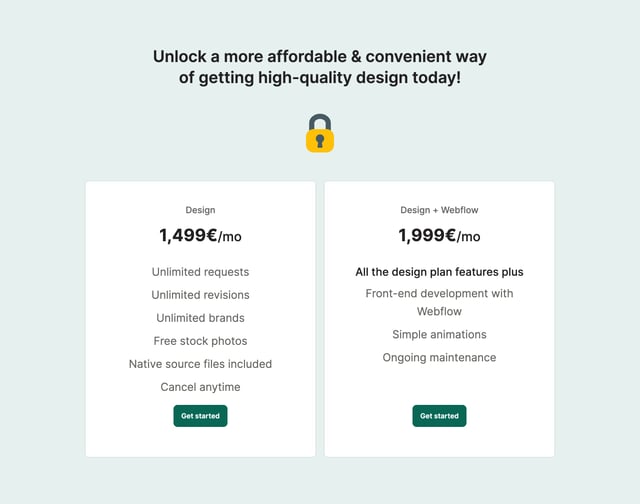 Designwiz Pricing Table Preview