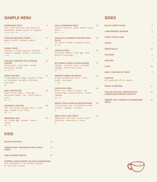Monte Food & Drinks Menu Preview