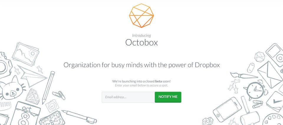 Waitlist or Beta Sign Up section on Octobox section design