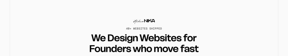 Eyebrow Text section on Studio Nika section design