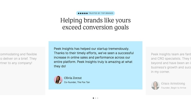 Peek Insights Testimonial Slider Preview