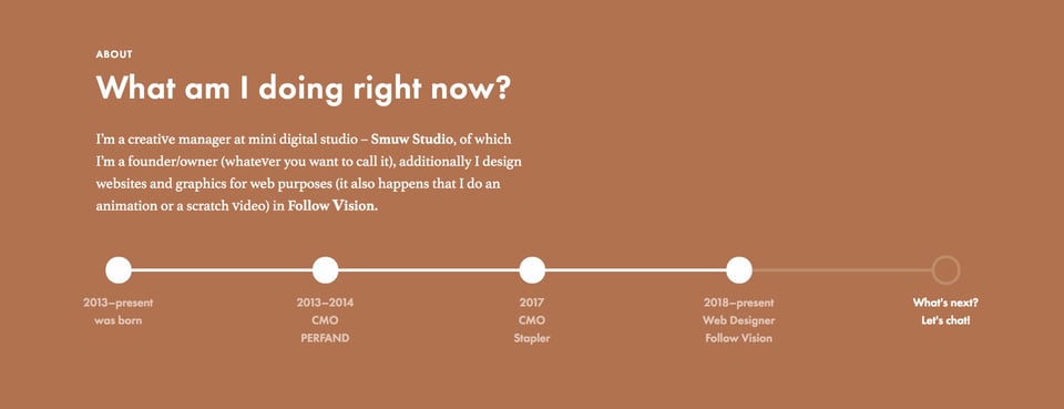 Timeline section on Bart Andrzejewski section design