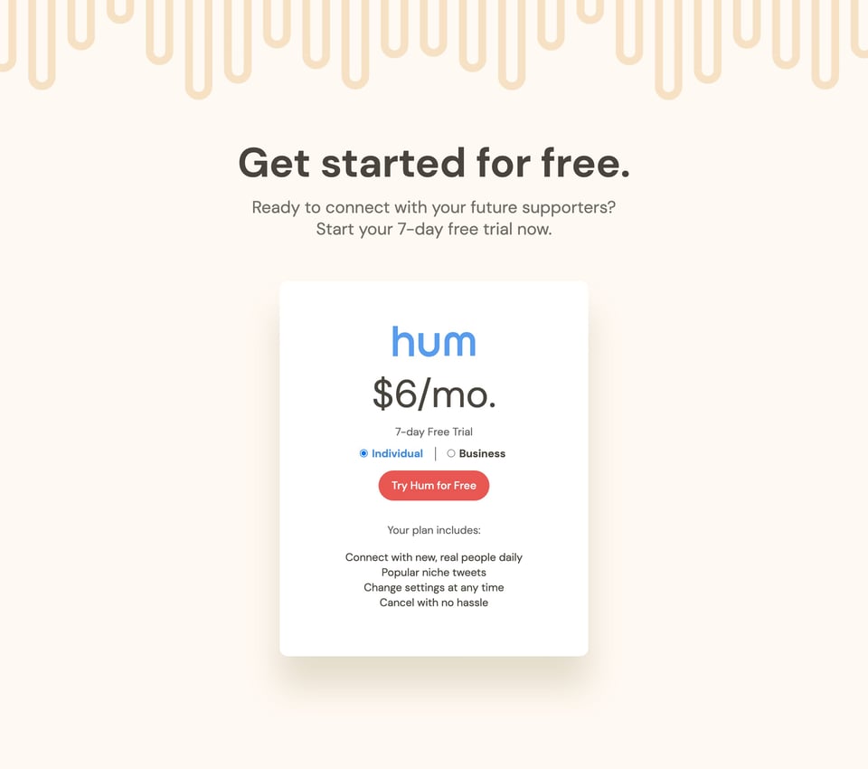 Pricing Table section on Hum section design