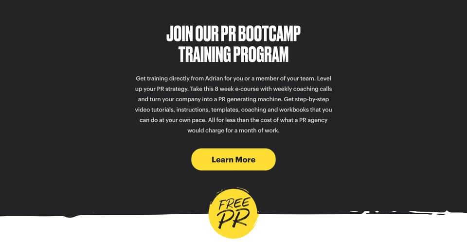 Call-To-Action Footer section on Free PR Book section design