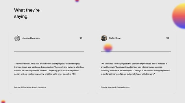 Archie Max Testimonials Preview