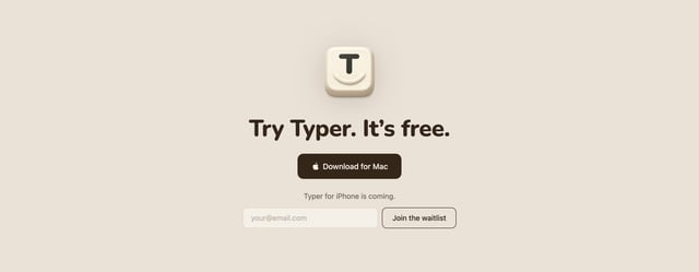 Typer Waitlist or Beta Sign Up Preview