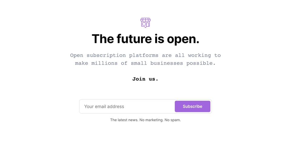 Newsletter section on Open Subscription Platforms section design