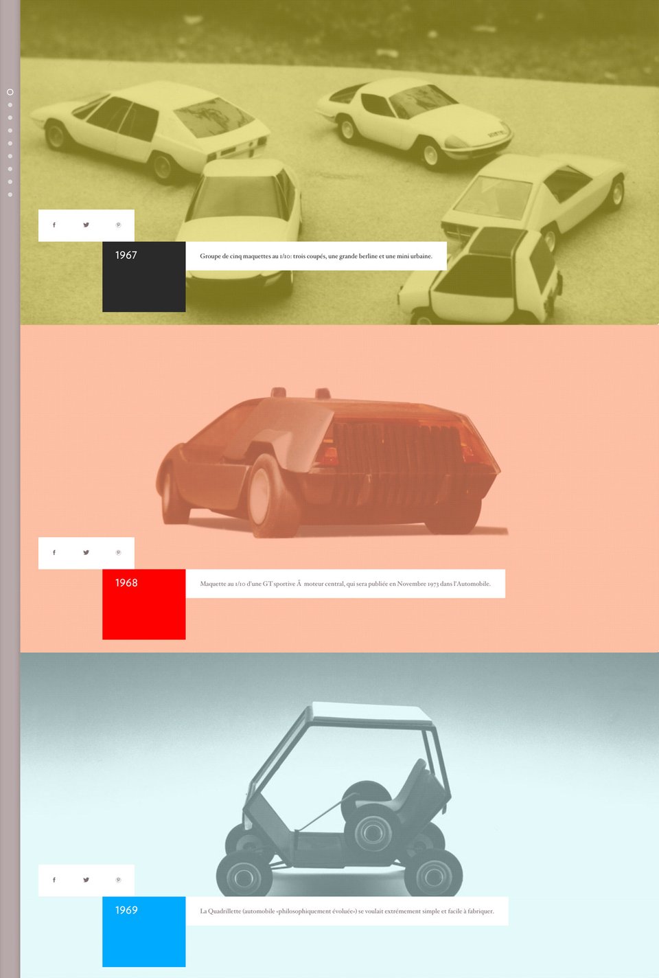 Timeline section on Michel Velay section design