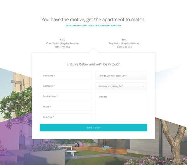 Motive Apartments Contact Form Preview