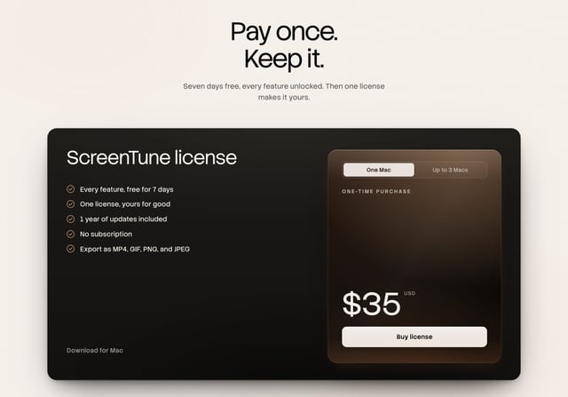 ScreenTune Pricing Preview