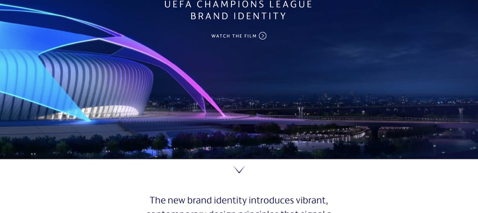 Scroll Hint section on UEFA Champions League Branding section design