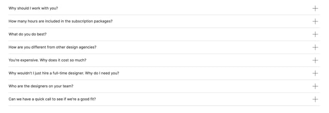 Contrast Studio FAQ Accordion Preview